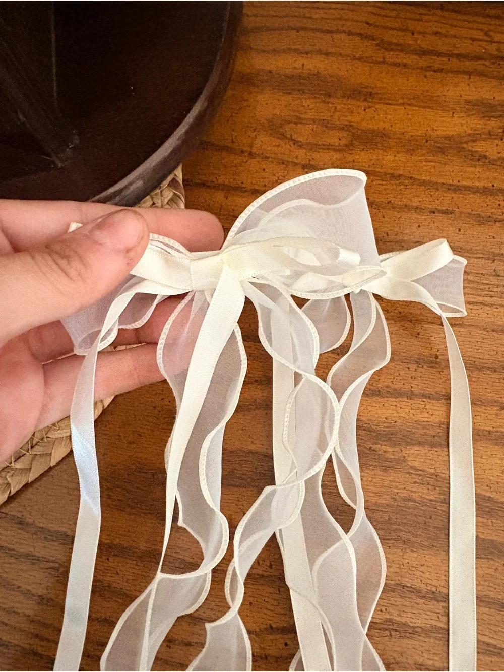 Target White Organza Ribbon Bow Hair Clips Pair